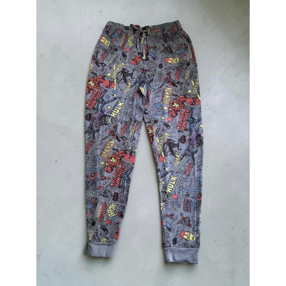 Marvel Comics Lounge Jogger Pajama Pants Men's M Gray Spider-Man Hulk Iron Man